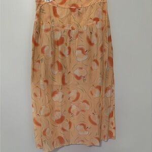 Coach Womens Apple Print Peach Long Skirt Size 6 Front slits